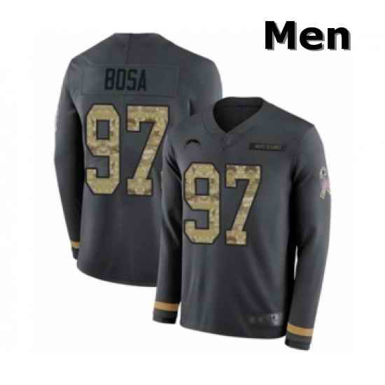Men Los Angeles Chargers 97 Joey Bosa Limited Black Salute to Service Therma Long Sleeve Football Jersey